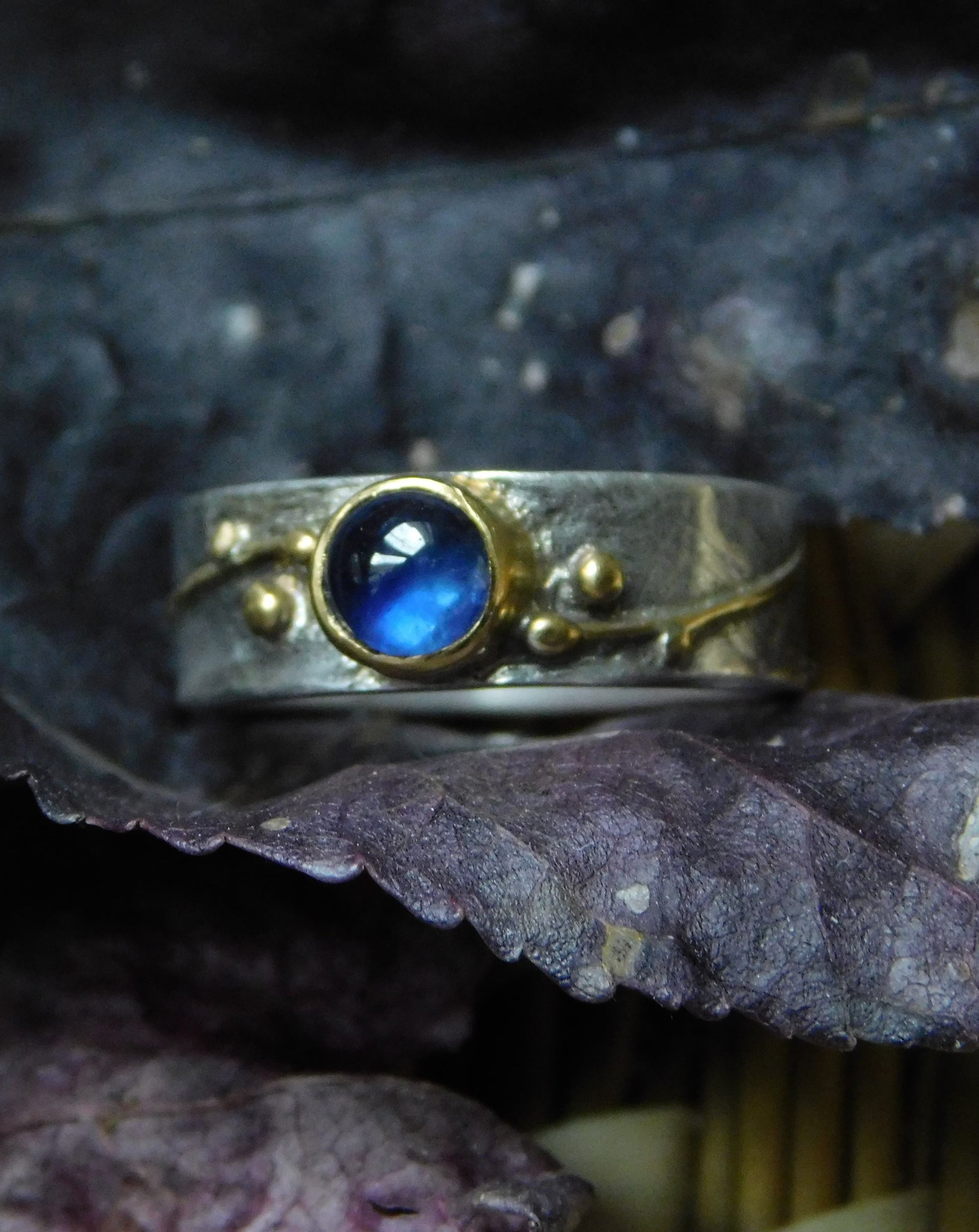 2407 Blue Sapphire Double Vine Ring