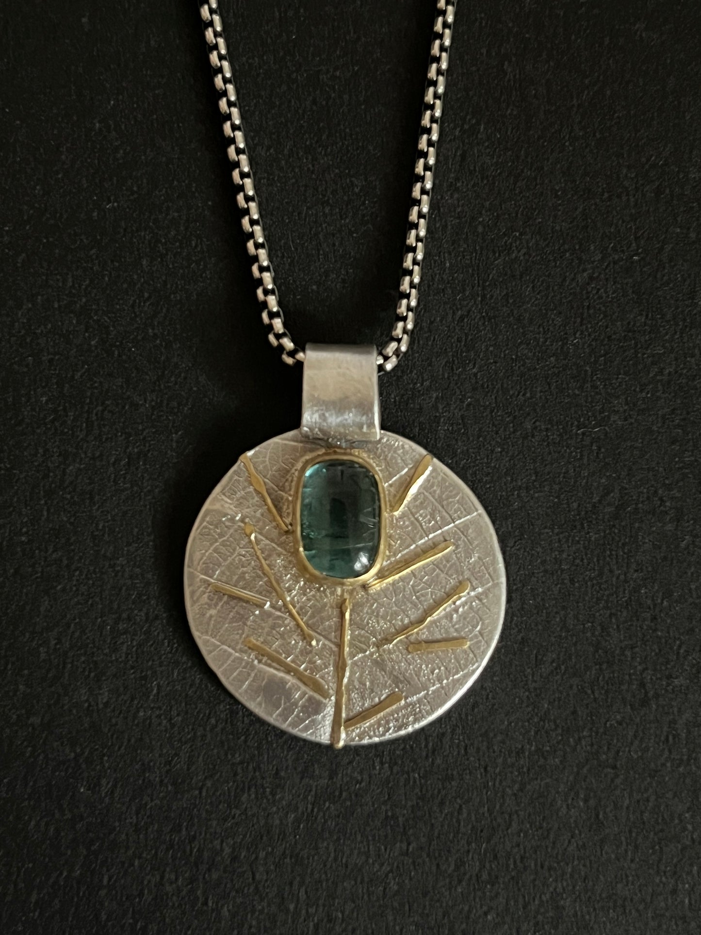 Blue Tourmaline Needles Necklace