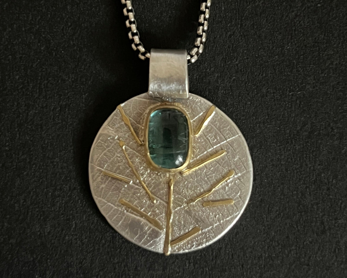 Blue Tourmaline Needles Necklace