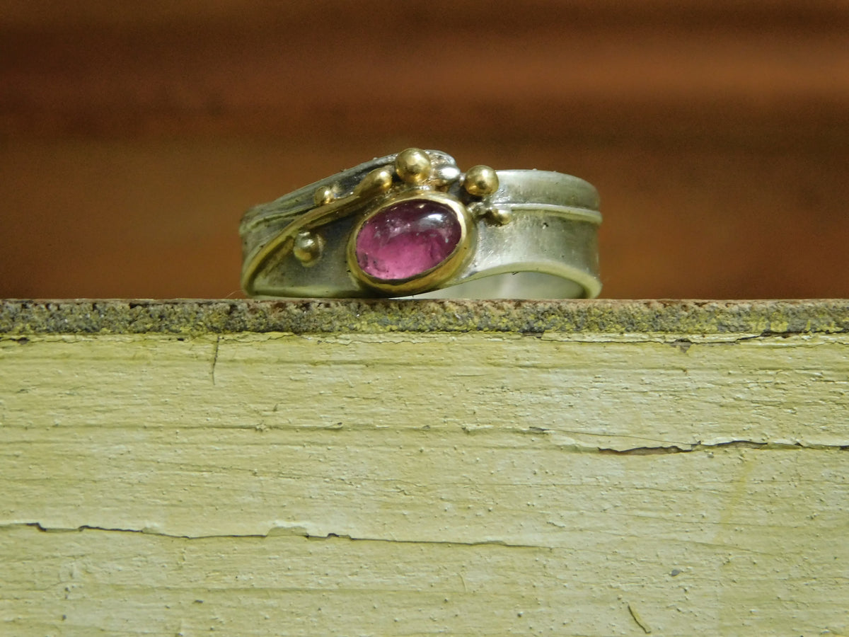 Pink Tourmaline Diagonal Vine Ring