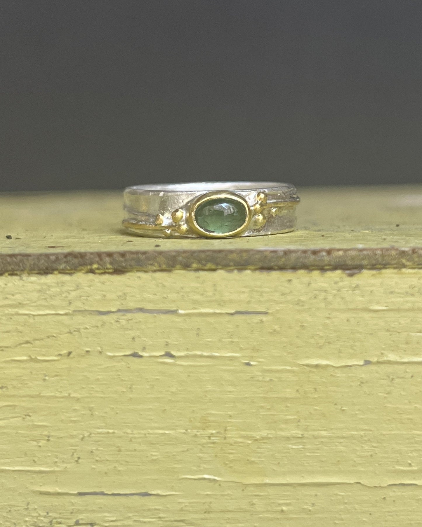 Narrow Green Tourmaline Ring