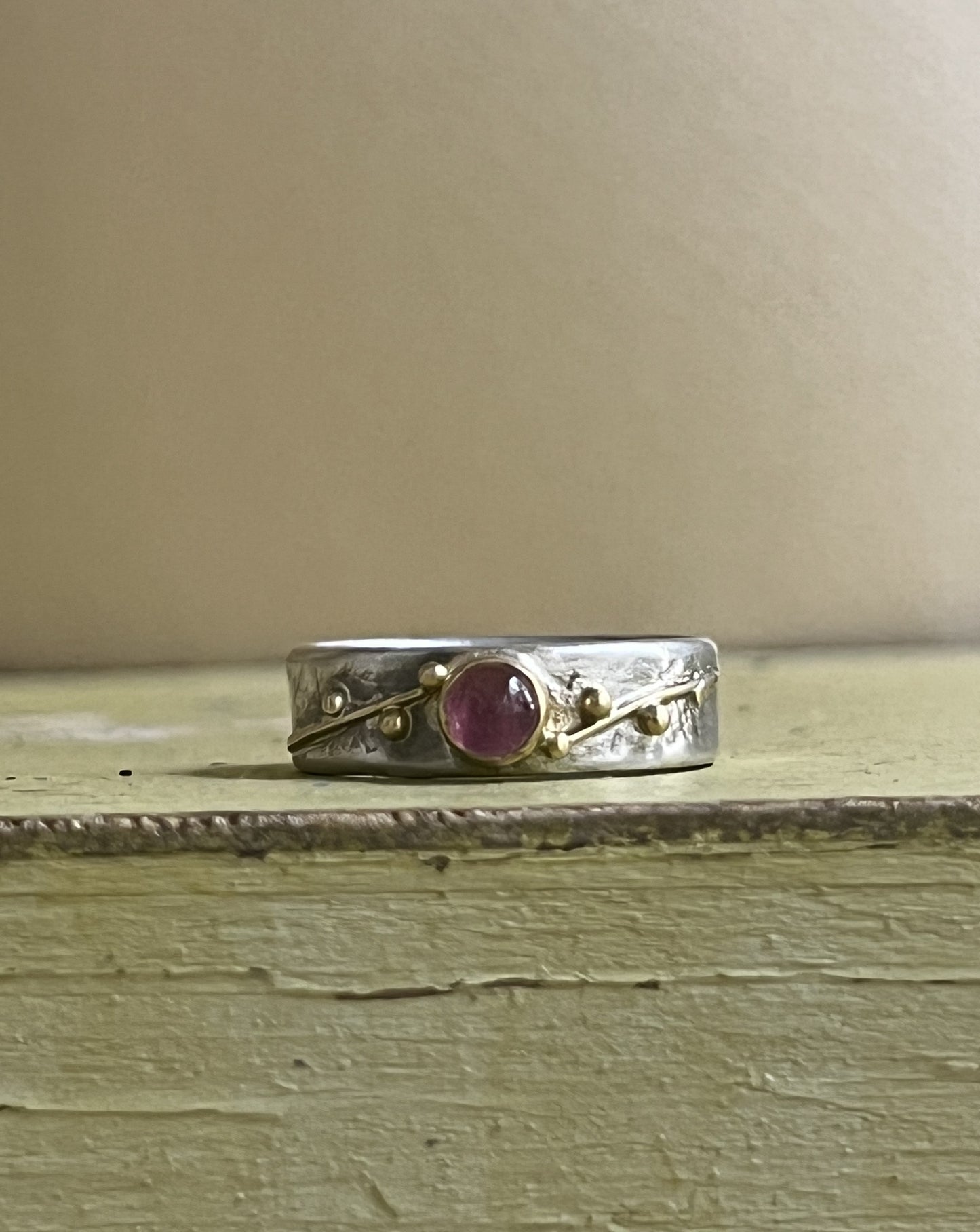 Double Vine Ring Pink Tourmaline