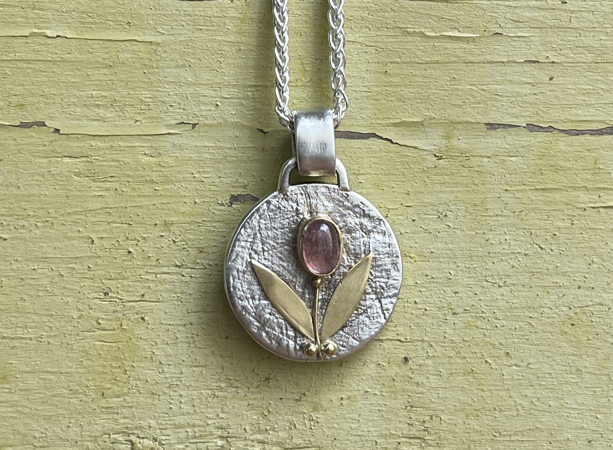 Pink Tourmaline Flower Necklace