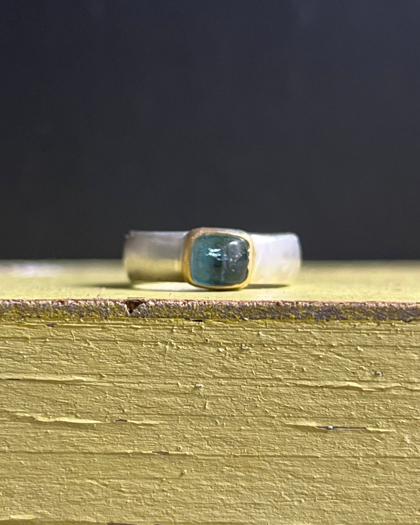 Blue Tourmaline Narrow Classic Ring