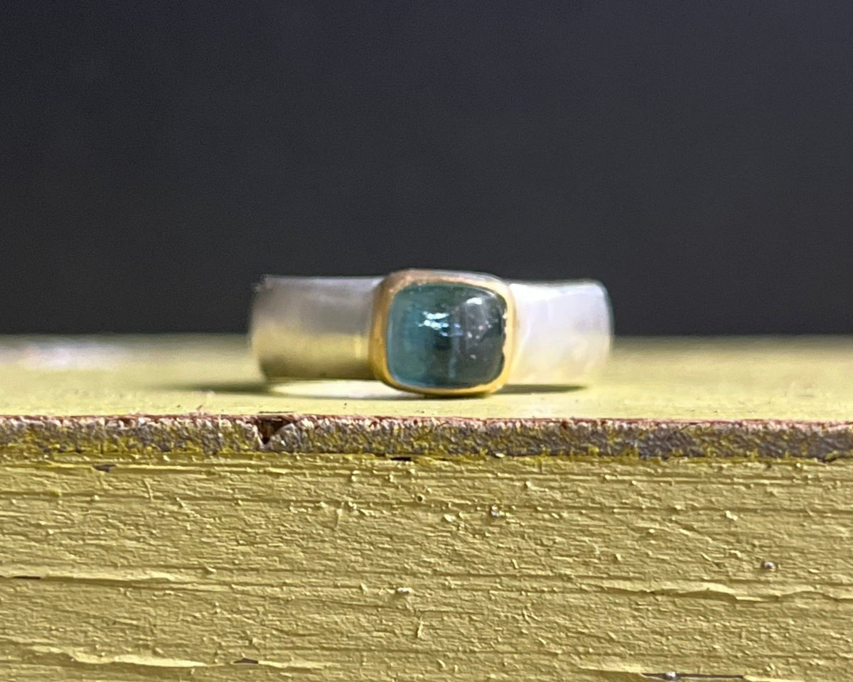 Blue Tourmaline Narrow Classic Ring