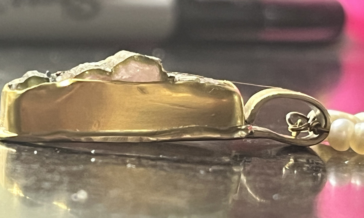 Natural Tourmaline Gold Pendant