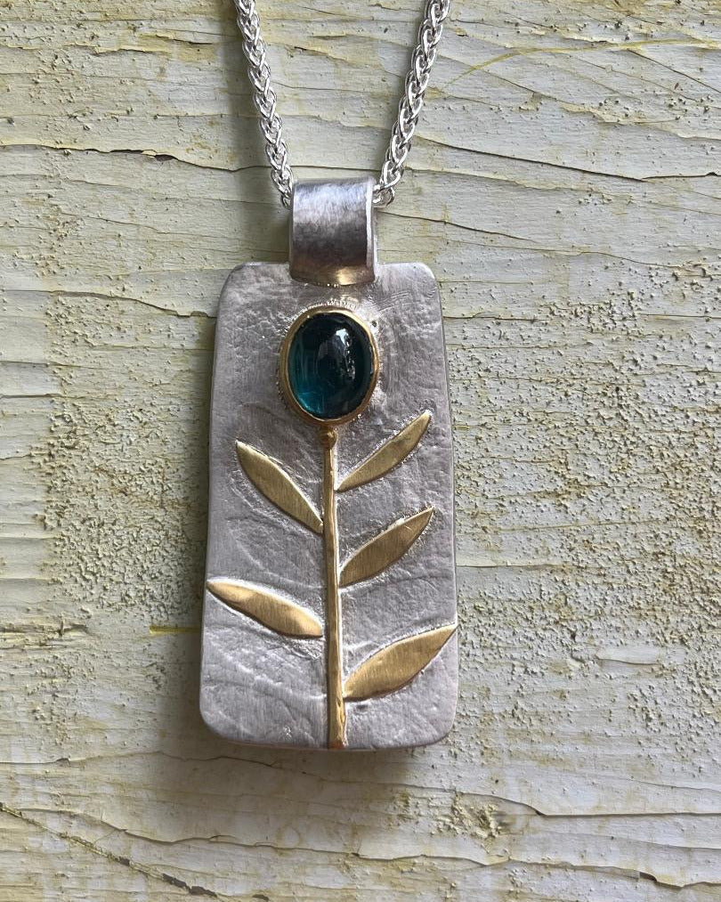 Blue Tourmaline Flower Necklace