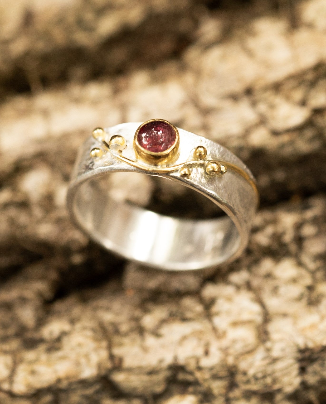 2416 Red Tourmaline Vine Ring