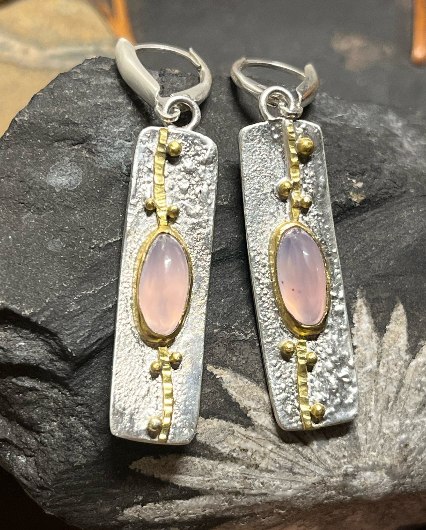 2466 Lavender Chalcedony Vine Earrings