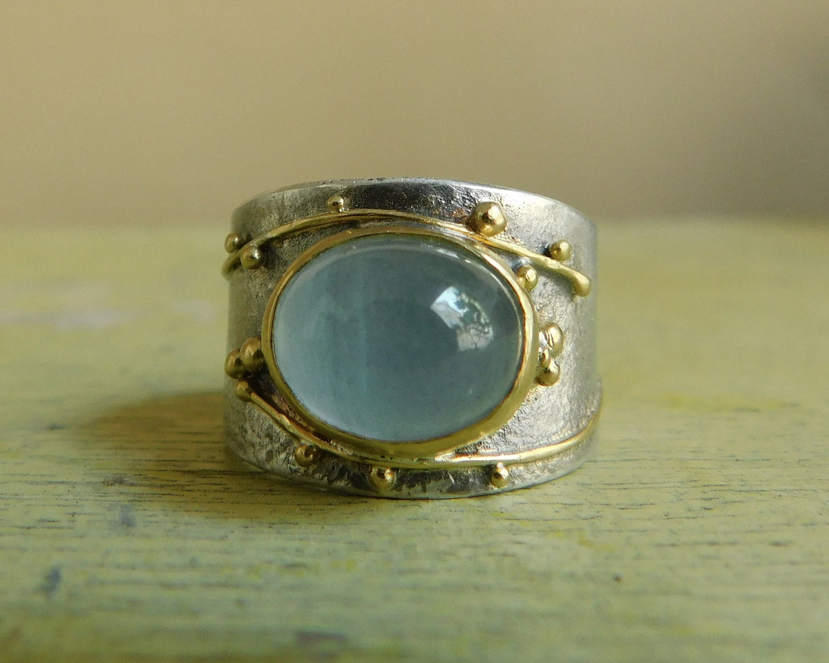 Aquamarine Double Vine Ring