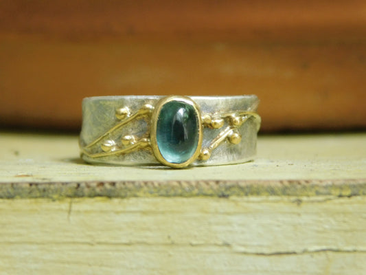 Blue Tourmaline Double Vine Ring