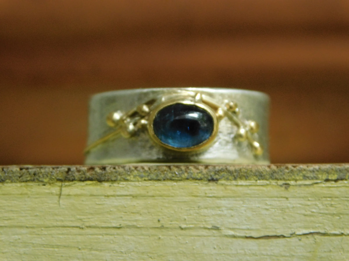 Blue Tourmaline Vine Ring