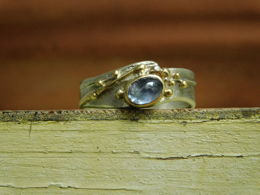 Blue Tourmaline Diagonal Ring