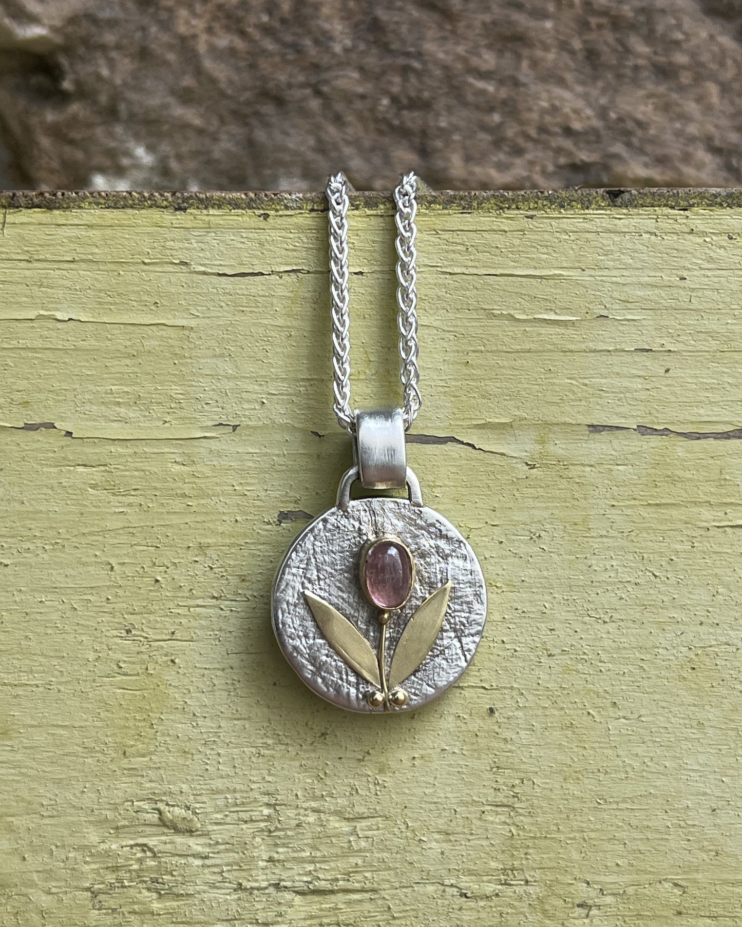 Pink Tourmaline Flower Necklace NEW!
