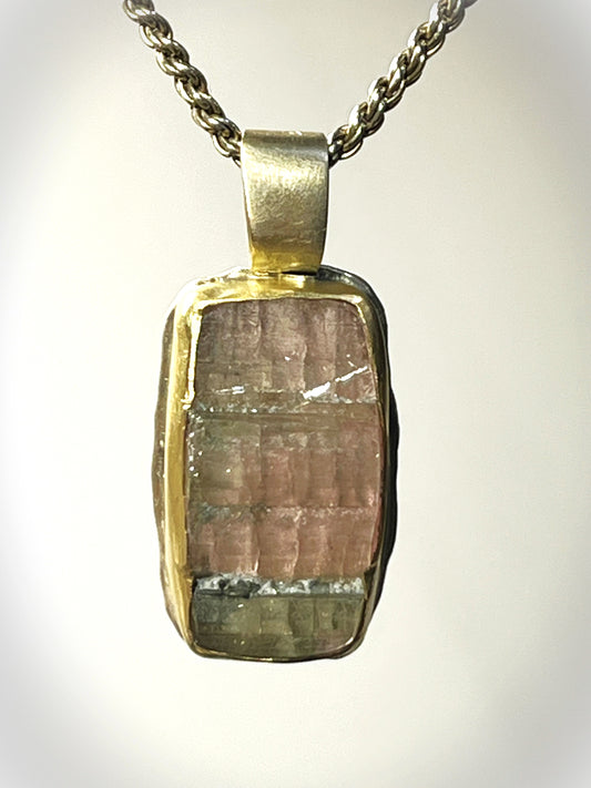 Natural Tourmaline Gold Pendant